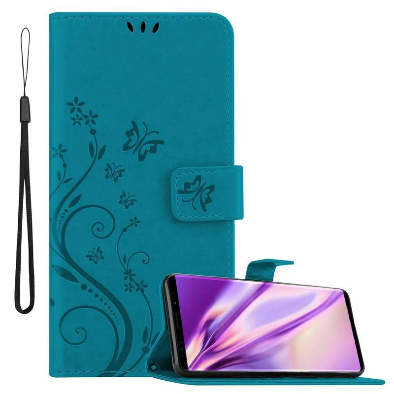 Cadorabo Hülle kompatibel mit Samsung Galaxy NOTE 9 Schutzhülle im Blumen Design mit Magnetverschluss, Standfunktion und Kartenfächern
