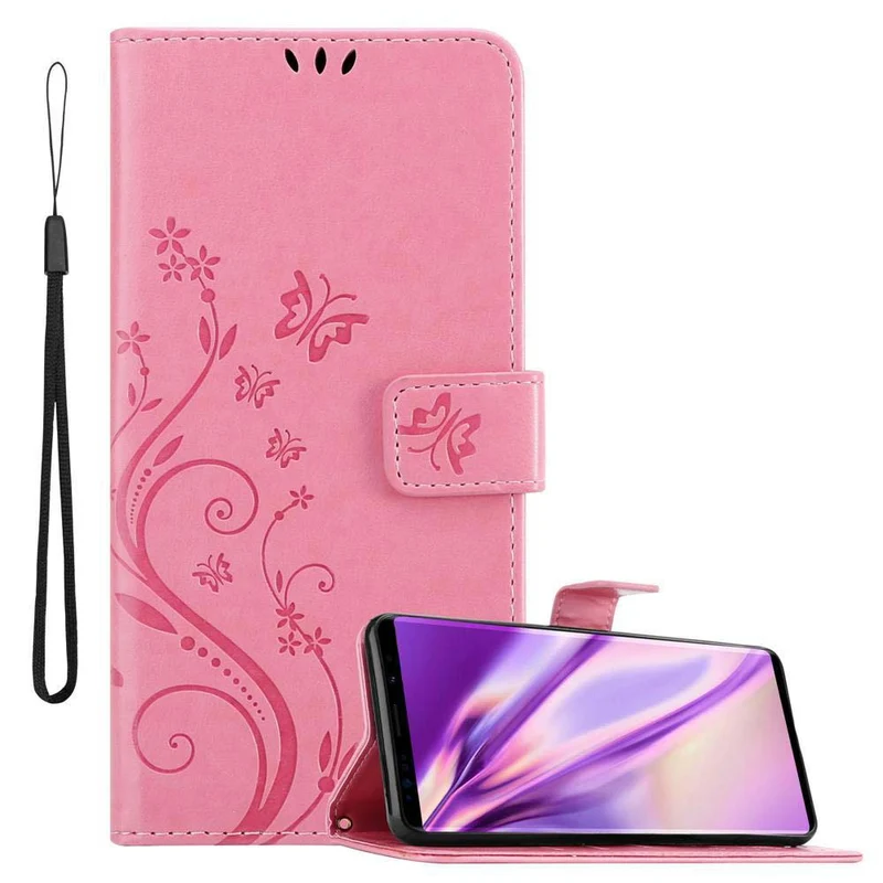 Cadorabo Hülle kompatibel mit Samsung Galaxy NOTE 9 Schutzhülle im Blumen Design mit Magnetverschluss, Standfunktion und Kartenfächern
