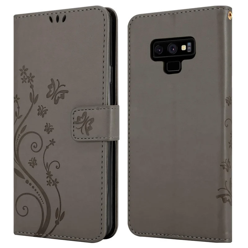 Cadorabo Hülle kompatibel mit Samsung Galaxy NOTE 9 Schutzhülle im Blumen Design mit Magnetverschluss, Standfunktion und Kartenfächern