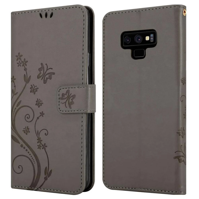 Cadorabo Hülle kompatibel mit Samsung Galaxy NOTE 9 Schutzhülle im Blumen Design mit Magnetverschluss, Standfunktion und Kartenfächern