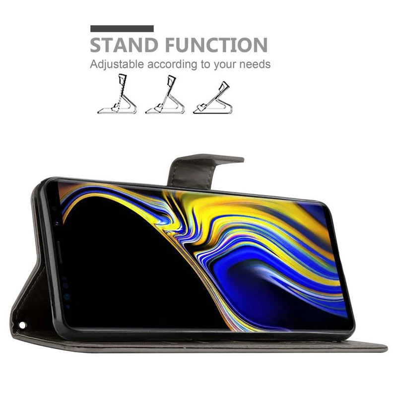 Cadorabo Hülle kompatibel mit Samsung Galaxy NOTE 9 Schutzhülle im Blumen Design mit Magnetverschluss, Standfunktion und Kartenfächern