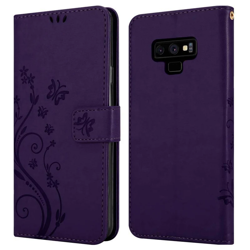 Cadorabo Hülle kompatibel mit Samsung Galaxy NOTE 9 Schutzhülle im Blumen Design mit Magnetverschluss, Standfunktion und Kartenfächern