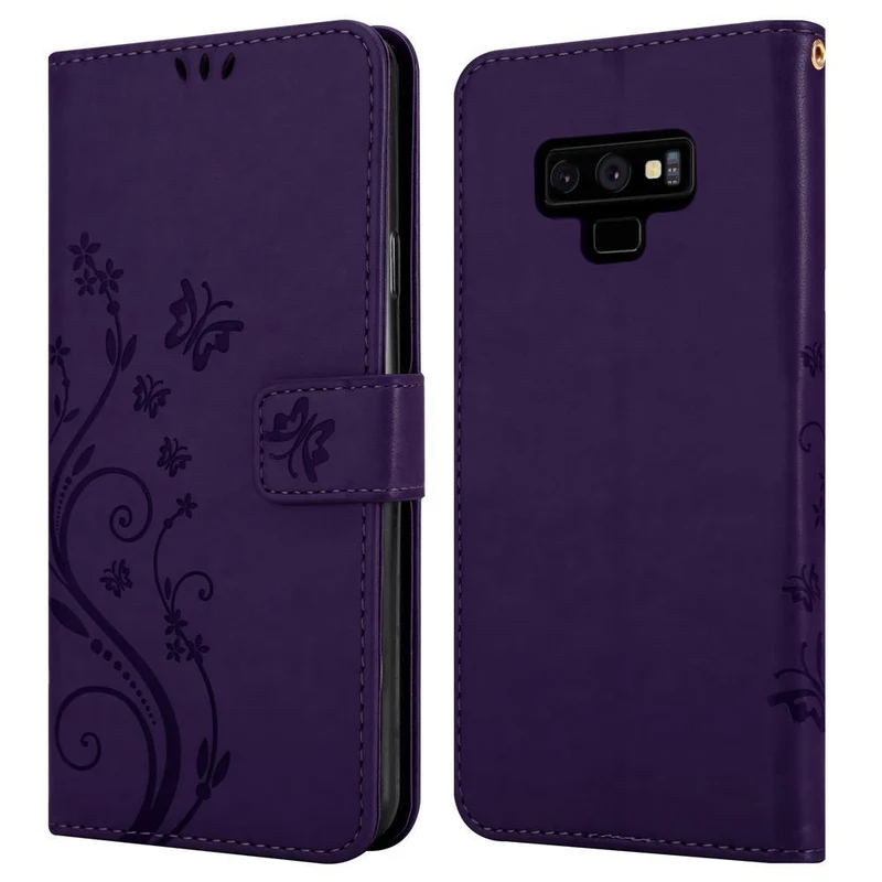 Cadorabo Hülle kompatibel mit Samsung Galaxy NOTE 9 Schutzhülle im Blumen Design mit Magnetverschluss, Standfunktion und Kartenfächern