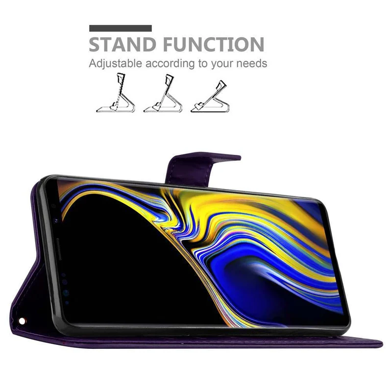 Cadorabo Hülle kompatibel mit Samsung Galaxy NOTE 9 Schutzhülle im Blumen Design mit Magnetverschluss, Standfunktion und Kartenfächern