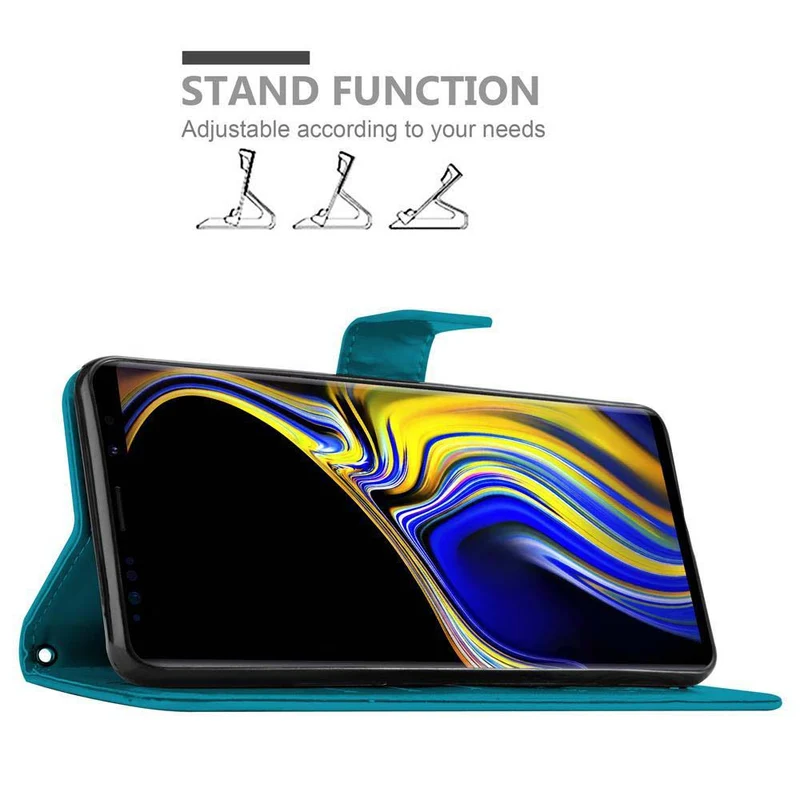 Cadorabo Hülle kompatibel mit Samsung Galaxy NOTE 9 Schutzhülle im Blumen Design mit Magnetverschluss, Standfunktion und Kartenfächern