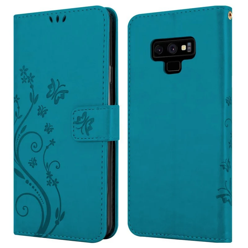 Cadorabo Hülle kompatibel mit Samsung Galaxy NOTE 9 Schutzhülle im Blumen Design mit Magnetverschluss, Standfunktion und Kartenfächern