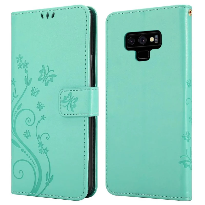 Cadorabo Hülle kompatibel mit Samsung Galaxy NOTE 9 Schutzhülle im Blumen Design mit Magnetverschluss, Standfunktion und Kartenfächern