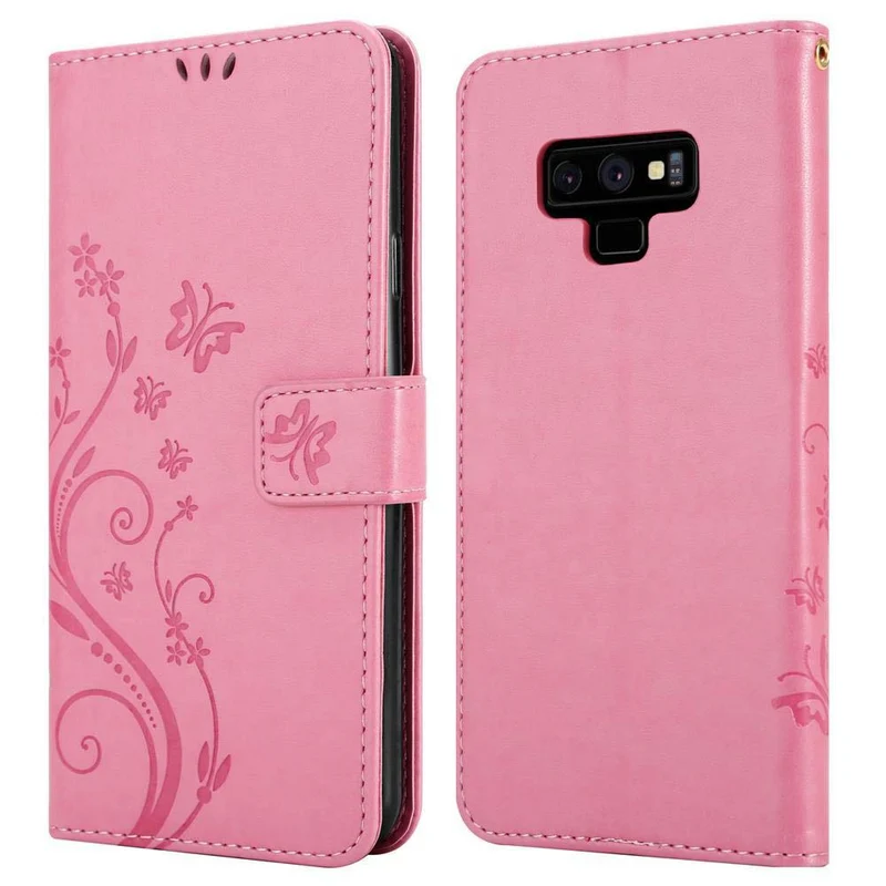 Cadorabo Hülle kompatibel mit Samsung Galaxy NOTE 9 Schutzhülle im Blumen Design mit Magnetverschluss, Standfunktion und Kartenfächern