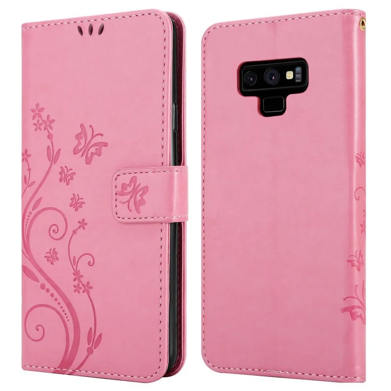 Cadorabo Hülle kompatibel mit Samsung Galaxy NOTE 9 Schutzhülle im Blumen Design mit Magnetverschluss, Standfunktion und Kartenfächern