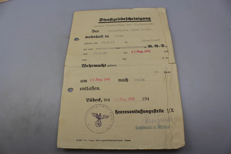 Paar Obergefreiter Urkunden
