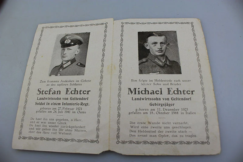 Sterbebilder zweier Brüder
