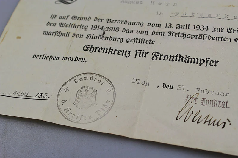Attestierter Frontkämpfer 1914/18