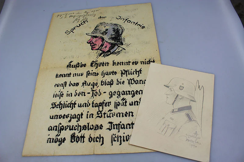 "Artisanal" WW2 Zertifikat und Postkarte