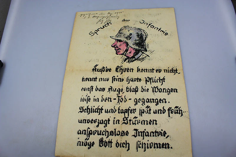 "Artisanal" WW2 Zertifikat und Postkarte