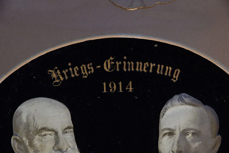 Bild in historischem Rahmen mit Franz Josef und Wilhelm II. - cm 58x48