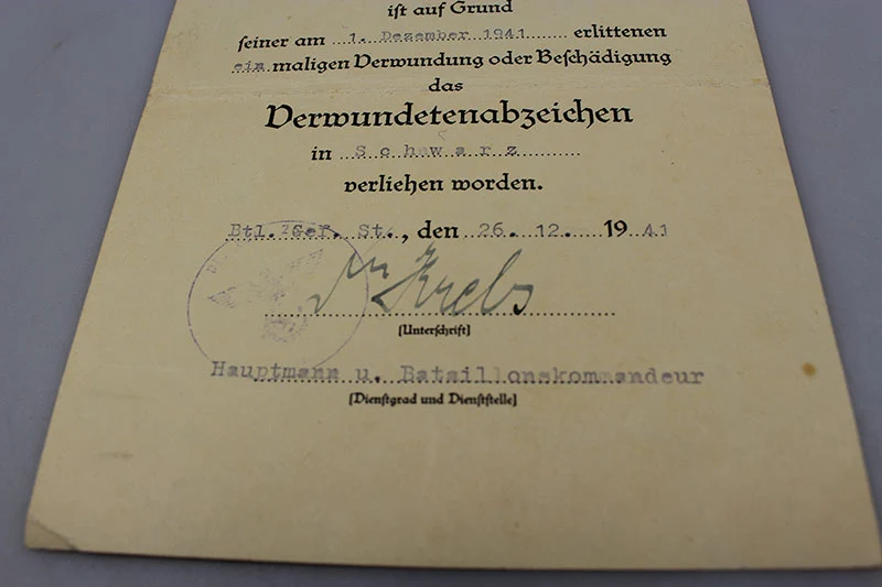 Verwundungsbescheinigung dritter Klasse