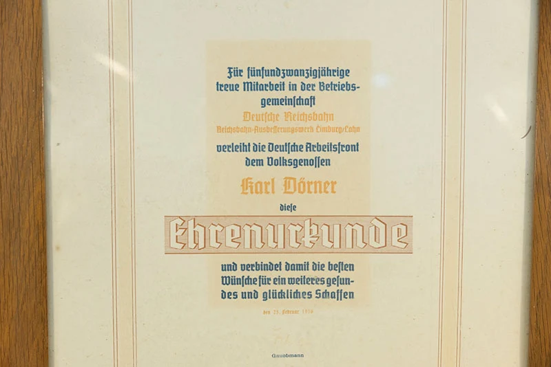 Ehrenurkunde DAF, Rahmen 55x40 cm