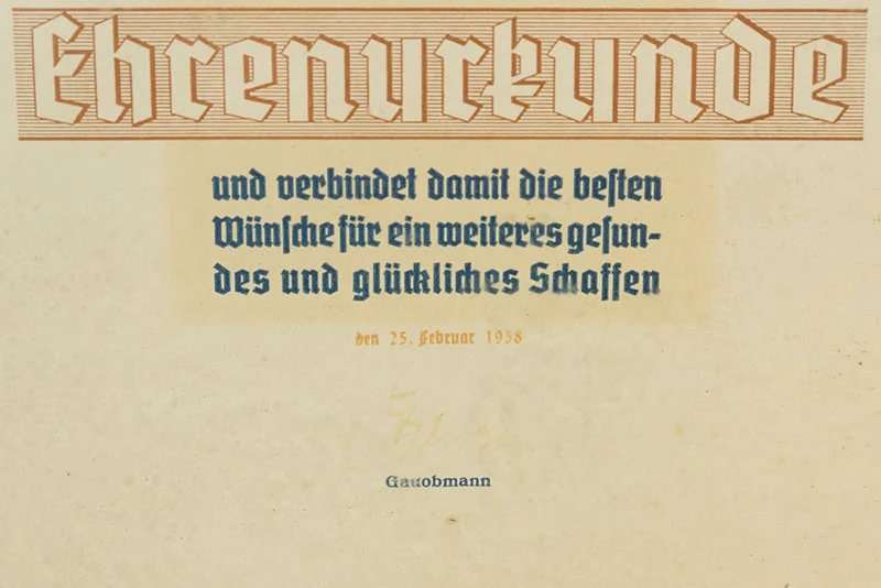 Ehrenurkunde DAF, Rahmen 55x40 cm