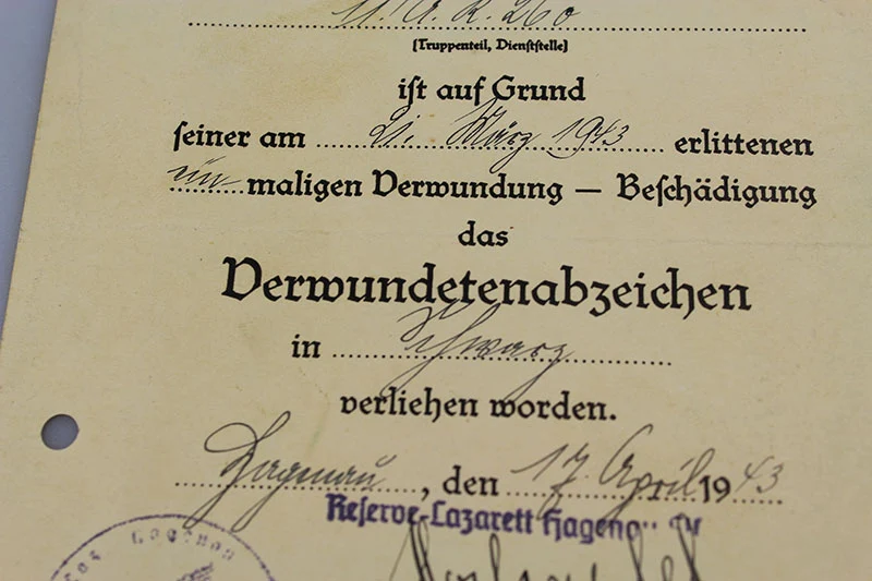 Verwundungsbescheinigung dritter Klasse