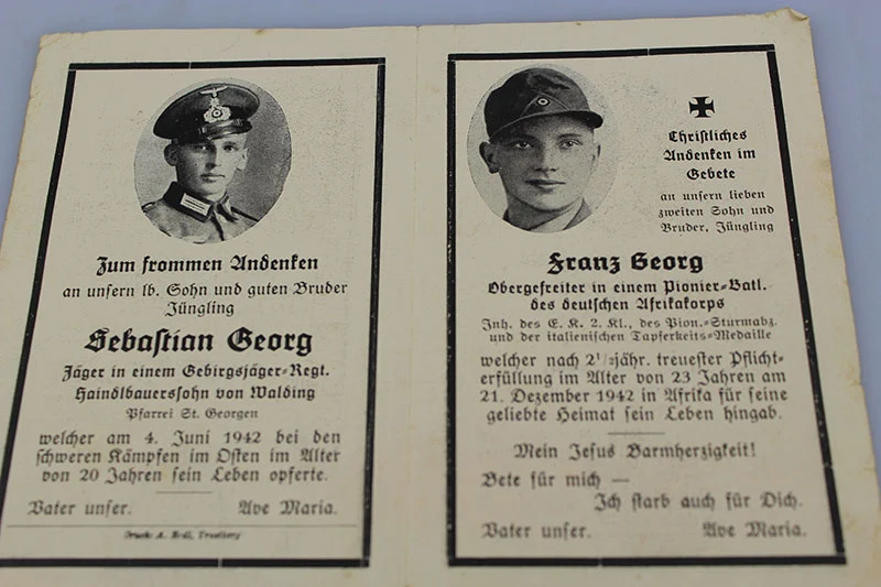 Sterbebilder drei Brüder, zwei Gebirgsjäger