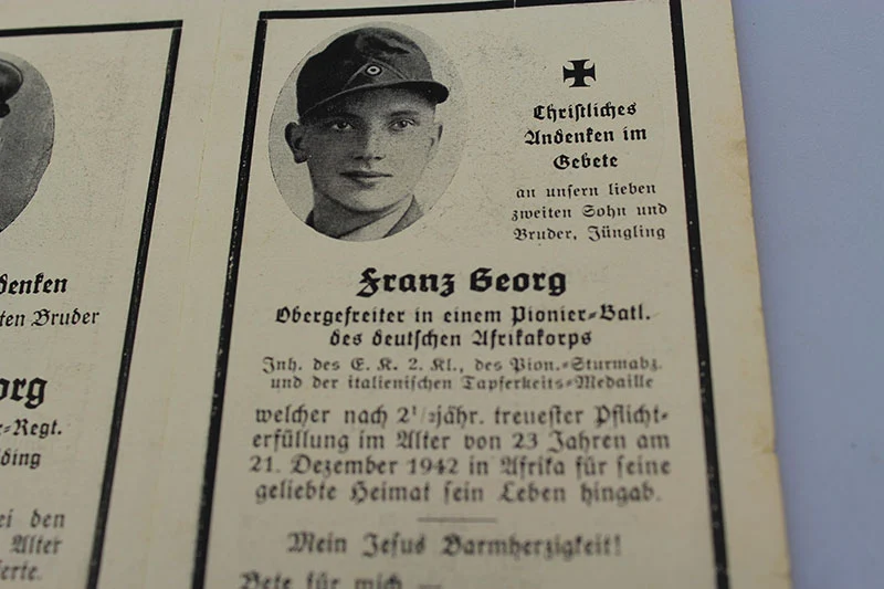 Sterbebilder drei Brüder, zwei Gebirgsjäger