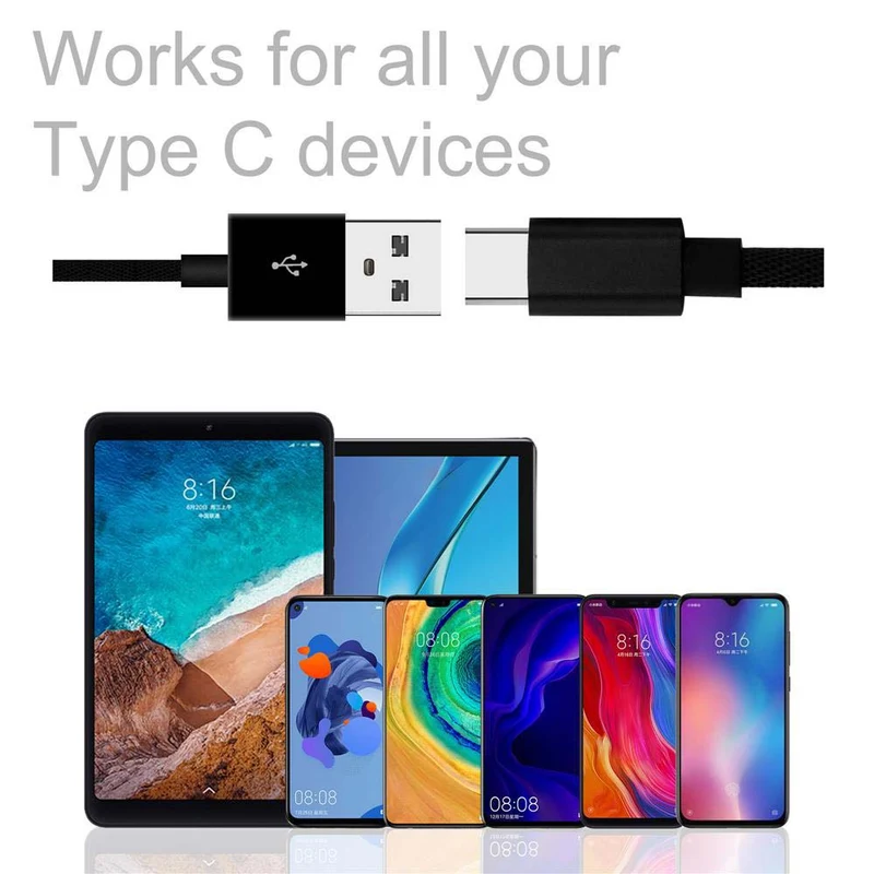 Cadorabo Typ C USB Kabel 1 Meter USB Typ C Kabel 2.4A kompatibel mit Geräten mit USB C Anschluss z.B. Smartphones, Tablets, Laptops und mehr - Ladegerät Ladekabel Adapter