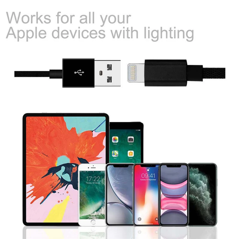 Cadorabo USB Kabel 1 Meter USB Kabel 2.4A kompatibel mit Apple Geräten z.B. Smartphones, Tablets, Laptops und mehr - Ladegerät Ladekabel Adapter