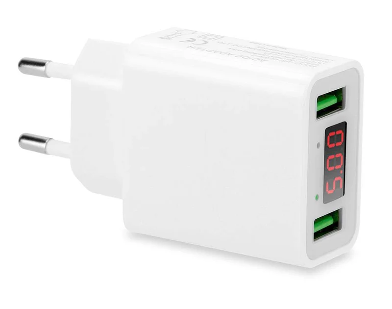 Cadorabo 2-Port USB Netzteil 11W 5V / 2.2A Ladegerät - Wandladegerät Ladeadapter Ladestecker mit Digitaler LED Anzeige und je 2 Anschlüssen kompatibel mit Smartphone, Tablet, Navi uvm.