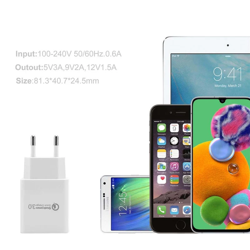 Cadorabo Quick Charge USB Netzteil 18W 5V / 3.0A Schnelllade Funktion Ladegerät mit einem Anschluss - Wandladegerät Ladeadapter Ladestecker kompatibel mit Smartphone, Tablet, Navi uvm.