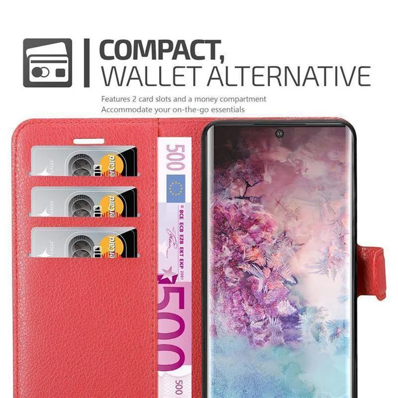 Cadorabo Hülle kompatibel mit Samsung Galaxy NOTE 10 PLUS Schutzhülle mit Magnetverschluss, Standfunktion und Kartenfach