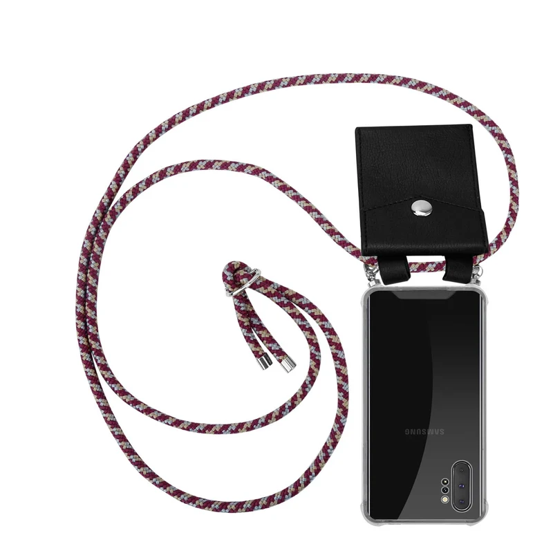Cadorabo Handy Kette kompatibel mit Samsung Galaxy NOTE 10 PLUS Silikon Schutzhülle mit Silbernen Ringen, Kordel Band und abnehmbarem Etui