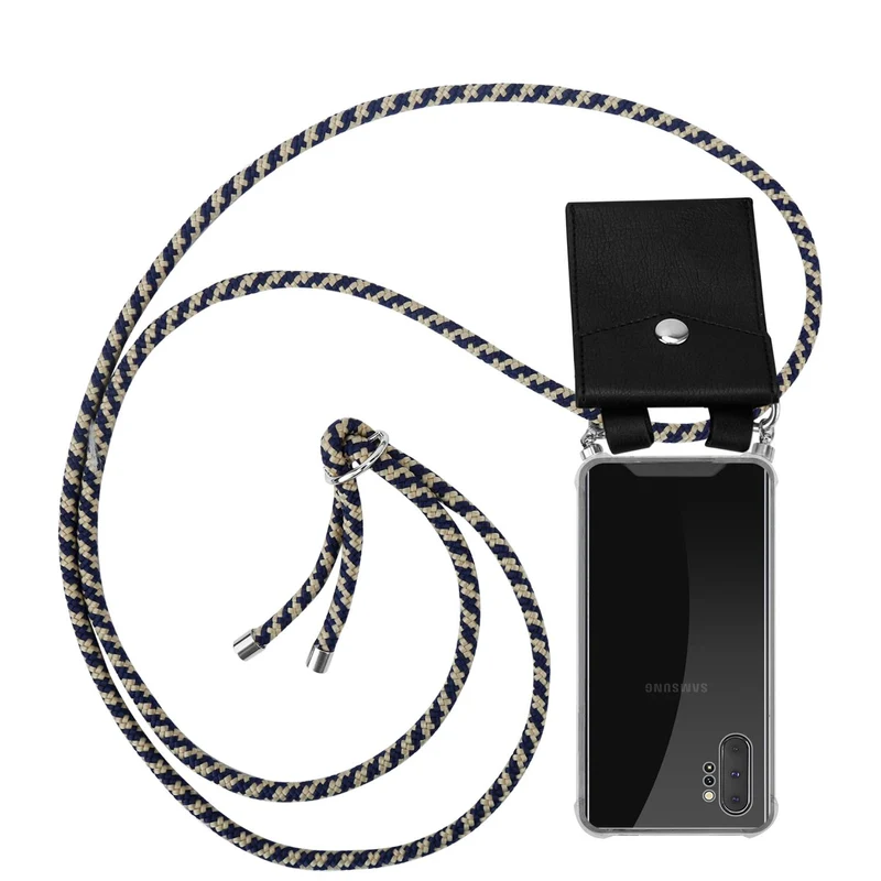 Cadorabo Handy Kette kompatibel mit Samsung Galaxy NOTE 10 PLUS Silikon Schutzhülle mit Silbernen Ringen, Kordel Band und abnehmbarem Etui