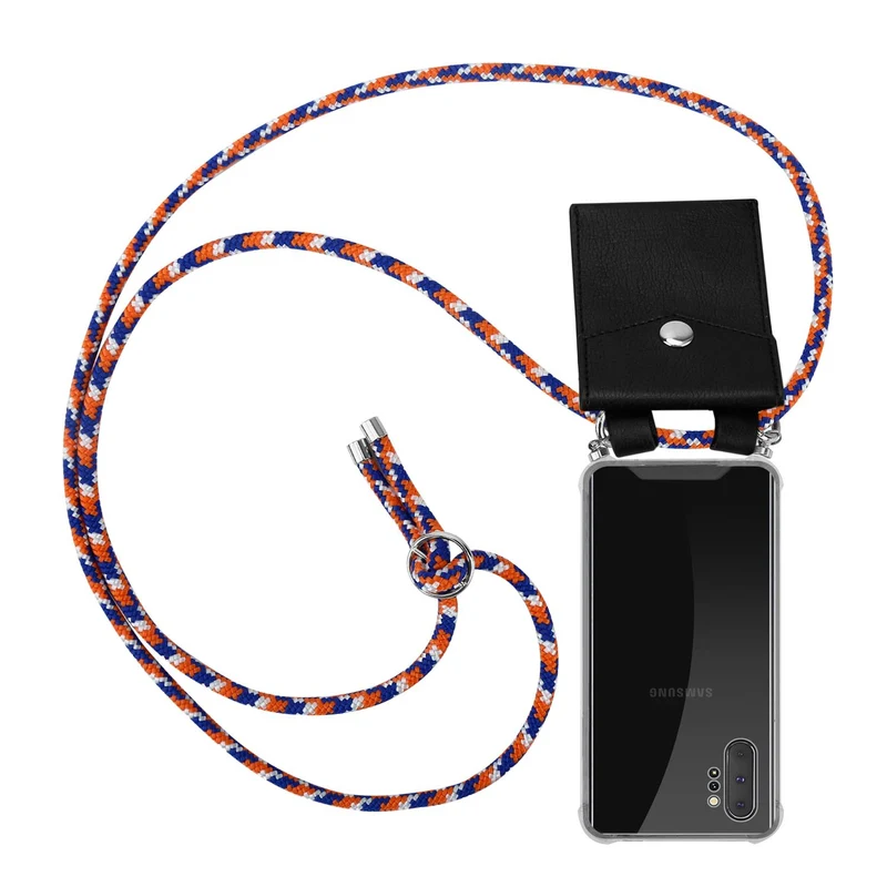 Cadorabo Handy Kette kompatibel mit Samsung Galaxy NOTE 10 PLUS Silikon Schutzhülle mit Silbernen Ringen, Kordel Band und abnehmbarem Etui