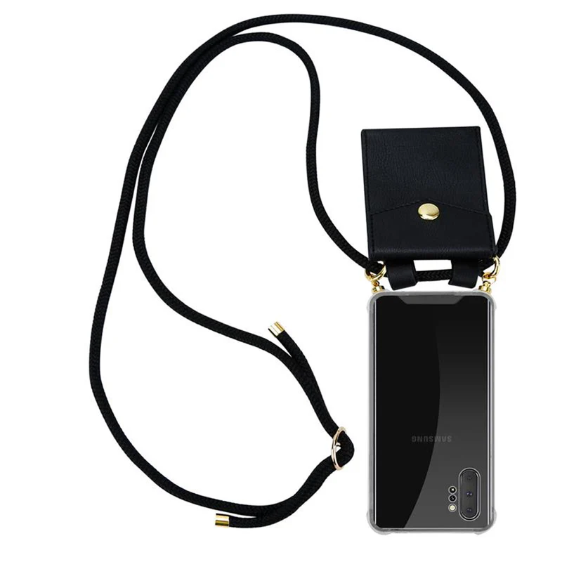 Cadorabo Handy Kette kompatibel mit Samsung Galaxy NOTE 10 PLUS Silikon Schutzhülle mit Gold Ringen, Kordel Band und abnehmbarem Etui