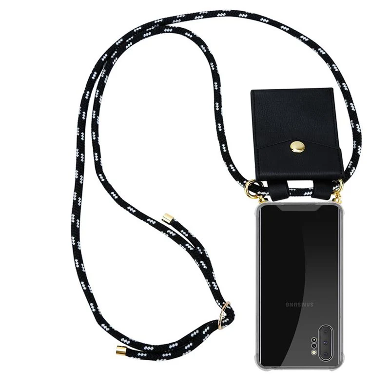 Cadorabo Handy Kette kompatibel mit Samsung Galaxy NOTE 10 PLUS Silikon Schutzhülle mit Gold Ringen, Kordel Band und abnehmbarem Etui