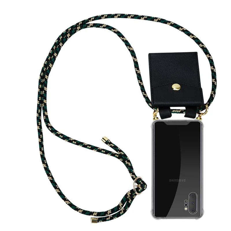 Cadorabo Handy Kette kompatibel mit Samsung Galaxy NOTE 10 PLUS Silikon Schutzhülle mit Gold Ringen, Kordel Band und abnehmbarem Etui
