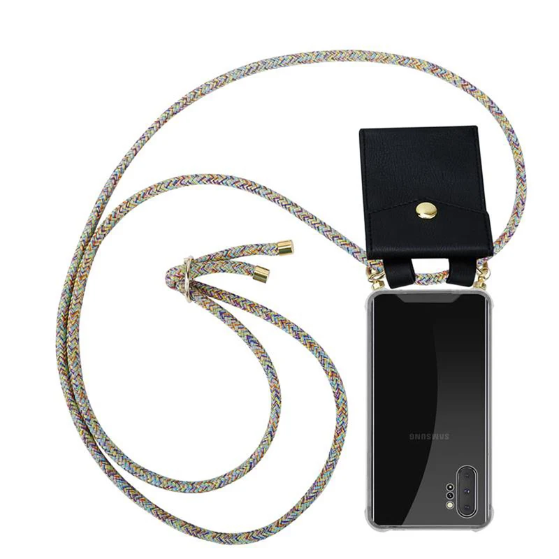 Cadorabo Handy Kette kompatibel mit Samsung Galaxy NOTE 10 PLUS Silikon Schutzhülle mit Gold Ringen, Kordel Band und abnehmbarem Etui