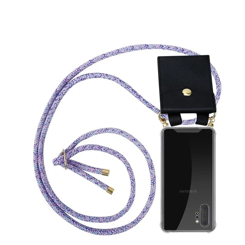 Cadorabo Handy Kette kompatibel mit Samsung Galaxy NOTE 10 PLUS Silikon Schutzhülle mit Gold Ringen, Kordel Band und abnehmbarem Etui