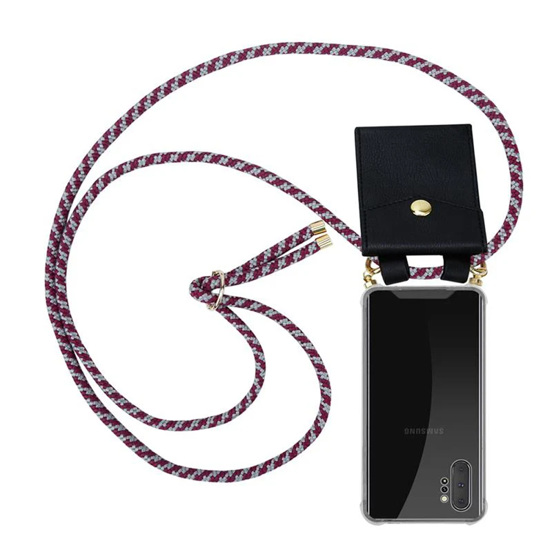 Cadorabo Handy Kette kompatibel mit Samsung Galaxy NOTE 10 PLUS Silikon Schutzhülle mit Gold Ringen, Kordel Band und abnehmbarem Etui
