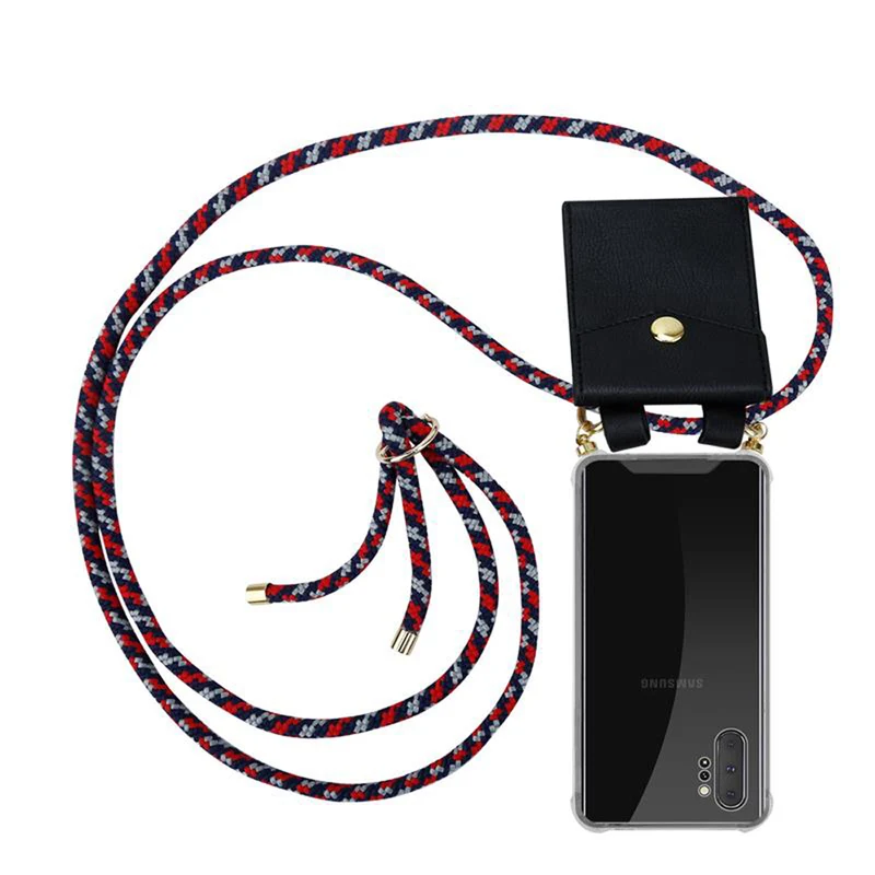 Cadorabo Handy Kette kompatibel mit Samsung Galaxy NOTE 10 PLUS Silikon Schutzhülle mit Gold Ringen, Kordel Band und abnehmbarem Etui