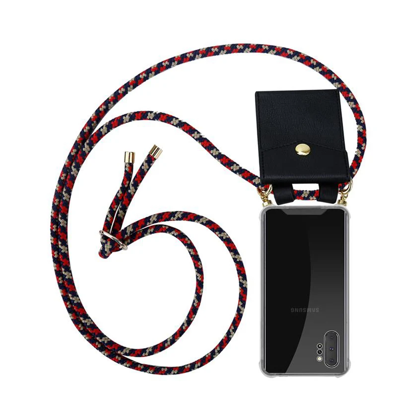 Cadorabo Handy Kette kompatibel mit Samsung Galaxy NOTE 10 PLUS Silikon Schutzhülle mit Gold Ringen, Kordel Band und abnehmbarem Etui