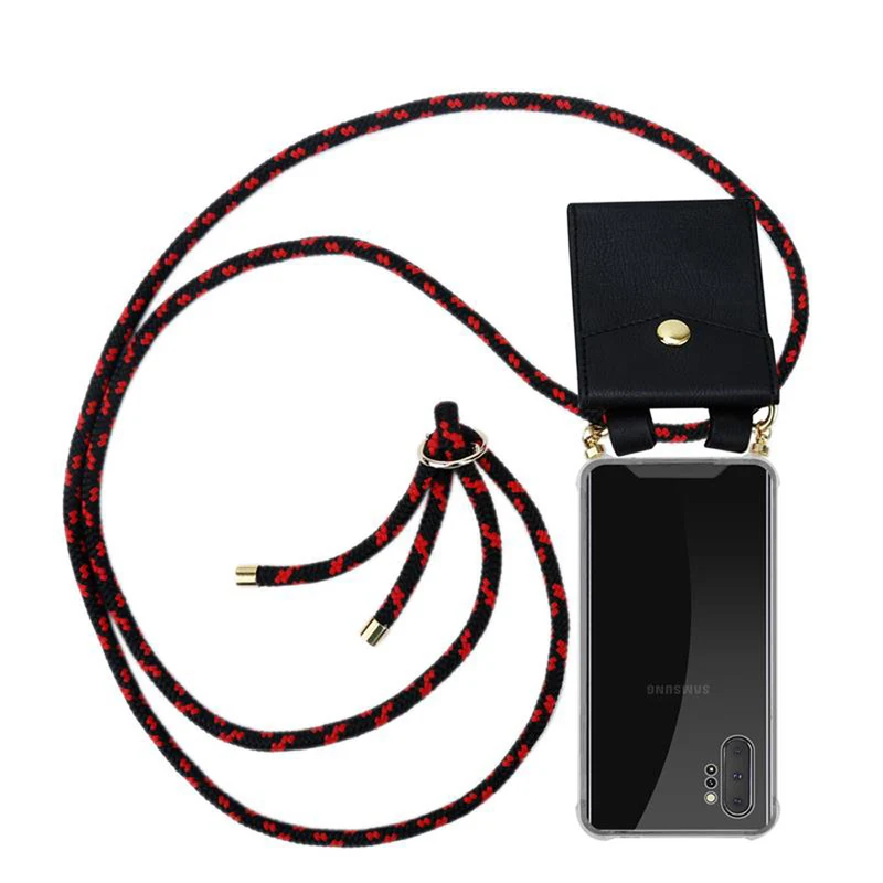 Cadorabo Handy Kette kompatibel mit Samsung Galaxy NOTE 10 PLUS Silikon Schutzhülle mit Gold Ringen, Kordel Band und abnehmbarem Etui