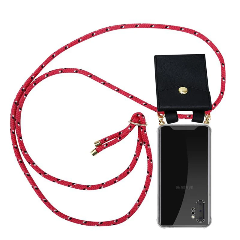 Cadorabo Handy Kette kompatibel mit Samsung Galaxy NOTE 10 PLUS Silikon Schutzhülle mit Gold Ringen, Kordel Band und abnehmbarem Etui