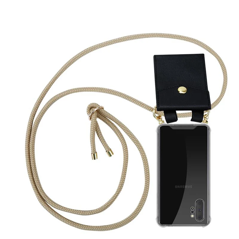 Cadorabo Handy Kette kompatibel mit Samsung Galaxy NOTE 10 PLUS Silikon Schutzhülle mit Gold Ringen, Kordel Band und abnehmbarem Etui