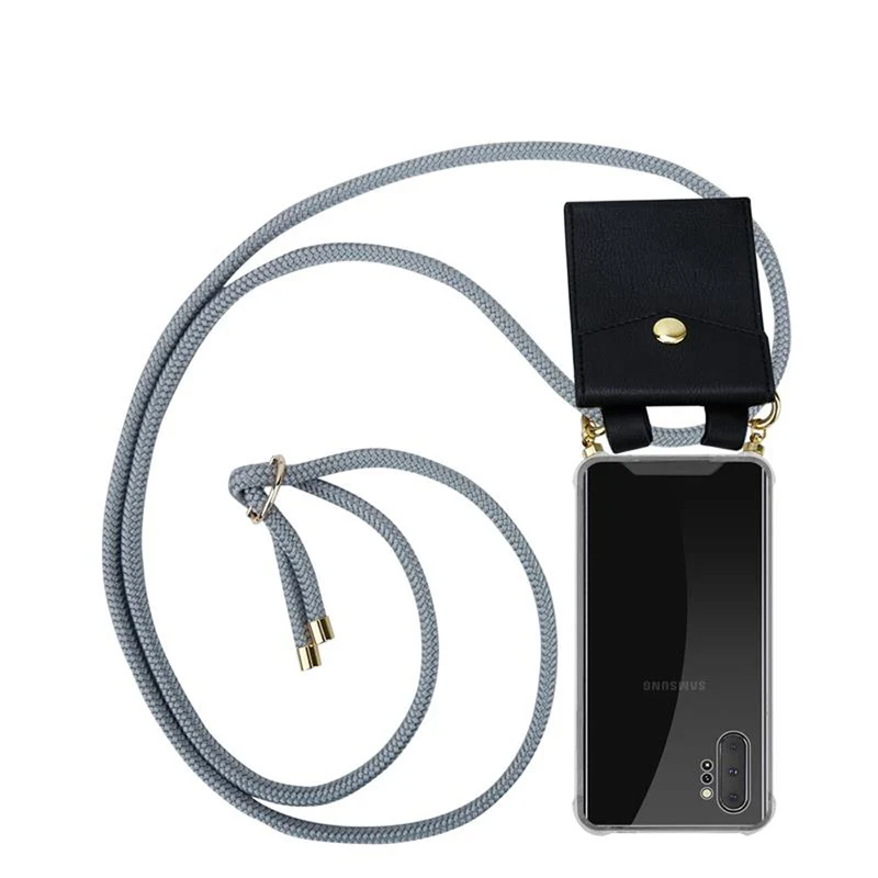 Cadorabo Handy Kette kompatibel mit Samsung Galaxy NOTE 10 PLUS Silikon Schutzhülle mit Gold Ringen, Kordel Band und abnehmbarem Etui