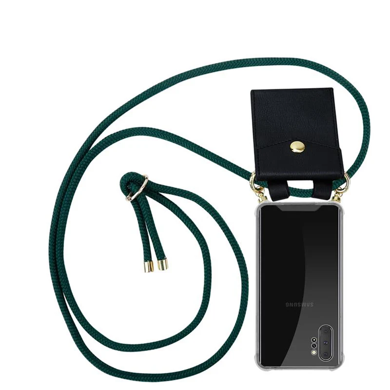 Cadorabo Handy Kette kompatibel mit Samsung Galaxy NOTE 10 PLUS Silikon Schutzhülle mit Gold Ringen, Kordel Band und abnehmbarem Etui