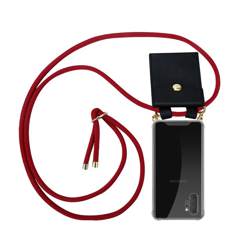 Cadorabo Handy Kette kompatibel mit Samsung Galaxy NOTE 10 PLUS Silikon Schutzhülle mit Gold Ringen, Kordel Band und abnehmbarem Etui