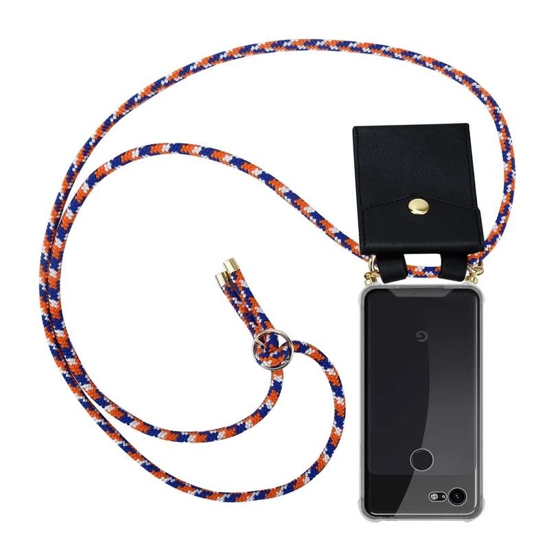 Cadorabo Handy Kette kompatibel mit Google PIXEL 3 XL Silikon Schutzhülle mit Gold Ringen, Kordel Band und abnehmbarem Etui