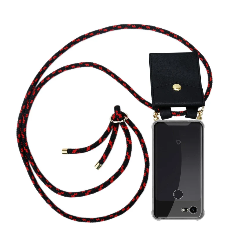 Cadorabo Handy Kette kompatibel mit Google PIXEL 3 XL Silikon Schutzhülle mit Gold Ringen, Kordel Band und abnehmbarem Etui