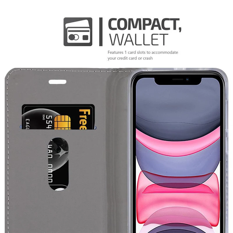 Cadorabo Hülle kompatibel mit Apple iPhone 11 Schutzhülle mit Magnetverschluss, Standfunktion und Kartenfach